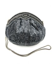 Vintage Neiman Marcus Beaded Clamshell Purse Satin Evening Bag 20s Gatsby Party