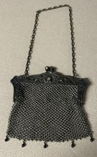 Vintage German Silver Mesh Chain Link Mail Purse Clutch Evening Bag