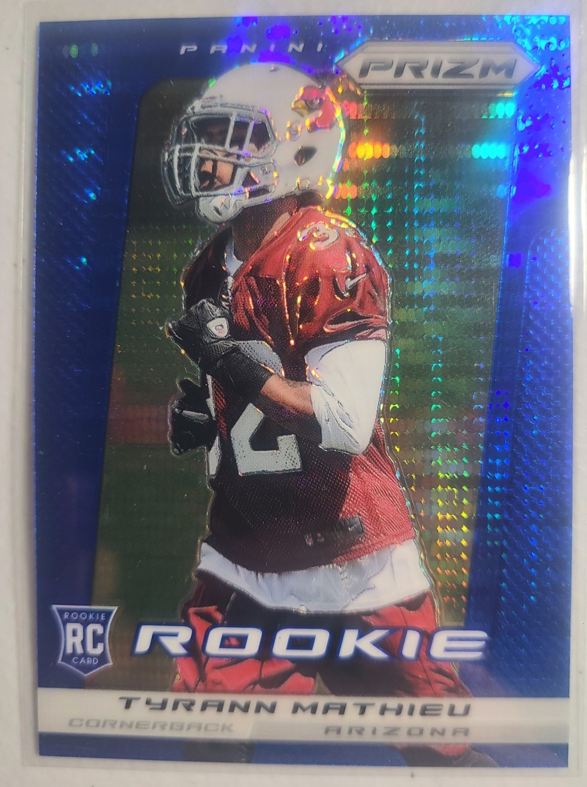 2013 Panini Prizm Tyrann Mathieu Prizms Blue Pulsar #296 RC Cardinals