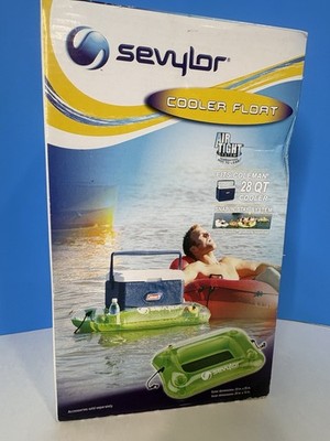 Sevylor Cooler Float Green Inflatable Fits 28 Quart Cooler 4 Cup Holders New