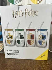 Harry Potter House Crests Tumbler 4 Pack Set W/Lids Straws New NIP 