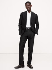 Banana Republic Signature Italian Hopsack Suit Pant 38 Short  Black 809141 NEW