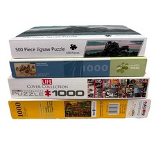 Jigsaw Puzzles Lot of 4-Three 1000 Pc One 500 Pc Various Brand Pre-Owned PL 13