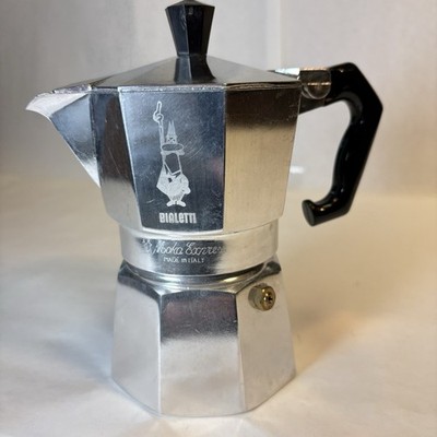 VNT Bialetti Moka Express 3 Cup Aluminum Stovetop Espresso Maker Silver Italy