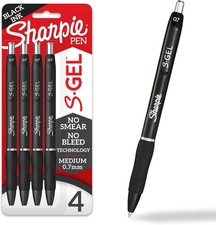 Sharpie S-Gel Pens, Medium Point 0.7mm , Black Ink, 4 Count - Ideal for Writing