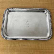Vintage WWII USN Silverplate Officers Mess Tray Platter 1740 Friedman Silver Co.