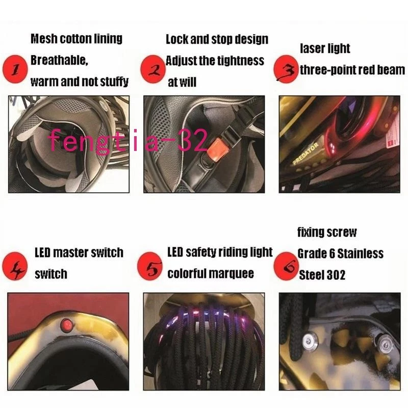 Alien Predator Fangs Wasp Motorcycle Full Face Laser Light Helmet Mask Present - Image 4 of 4