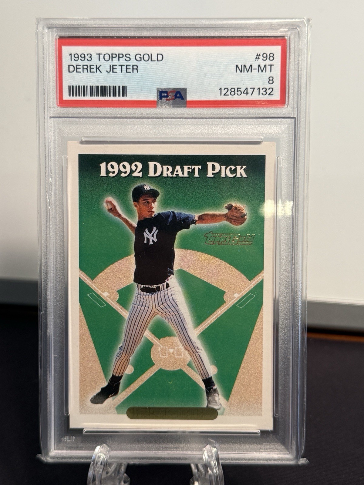1993 TOPPS GOLD #98 DEREK JETER RC ROOKIE PSA GRADED NM-MT 8, ROOKIE view 2