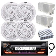 JVC Marine Bluetooth CD Receiver, Amp, 4x 6.5" 2x 3.5" White Speakers, Antenna