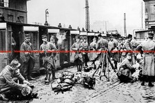 F021175 French soldiers prepare to be sent to front Paris station France 1914 WW