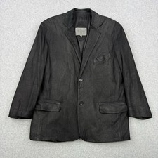 Remy Blazer Mens 40 Black Lambskin Soft Leather Sport Coat Jacket Made In USA