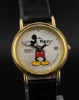 Vintage 80’s Seiko Mickey Mouse Round Gold Date Bezel Leather Woman’s Watch
