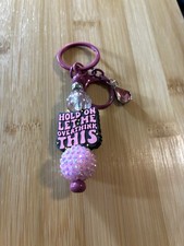 Handmade Pink Beaded Overthinker Keychain