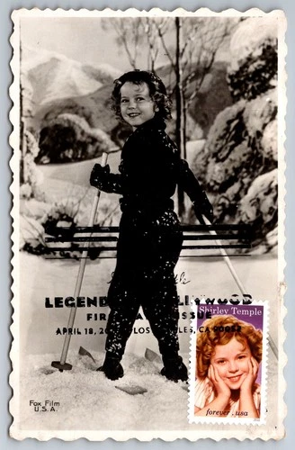 #5060 Shirley Temple FDC Maxi Card w/Pict Cancel on Vintage French PC