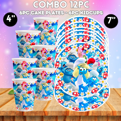 the SMURFS PARTY SUPPLIES BIRTHDAY DECORATION TABLEWARE SWIRL HONEYCOMB CENTER - Picture 4 of 36