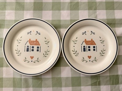 Vintage Plate Set House by Market Square Cottagecore Plates House Hearts Rustic 