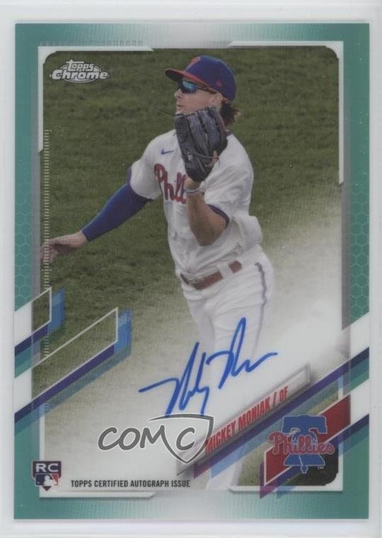 2021 Topps Chrome Rookie Aqua Refractor 3/199 Mickey Moniak #RA-MM Auto 1k4m