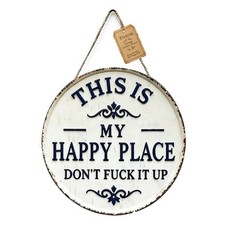 This Is My Happy Place Vintage Metal Sign, Round Wall Decor for Home  Garden