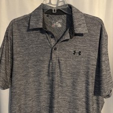 Men s Under Armour Gray Short Sleeve Polo Shirt Medium Loose Fit