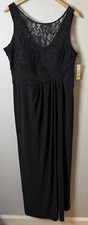 NWT R&M Richards Womens Dress 14 Black High Neck Sequin Cocktail Evening Gown