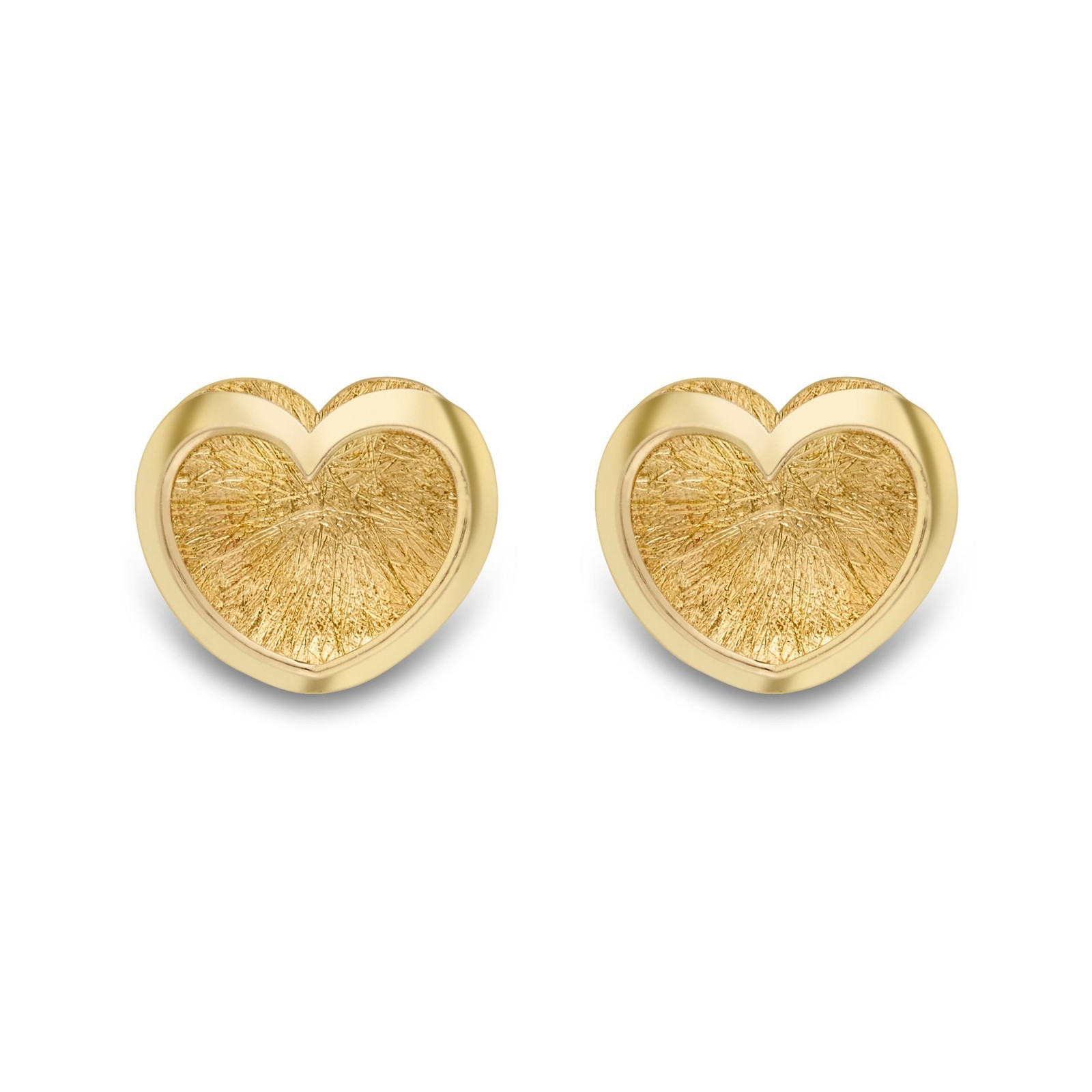 9ct Gold Jewelco London Satin Brushed Love Heart Stud Earrings