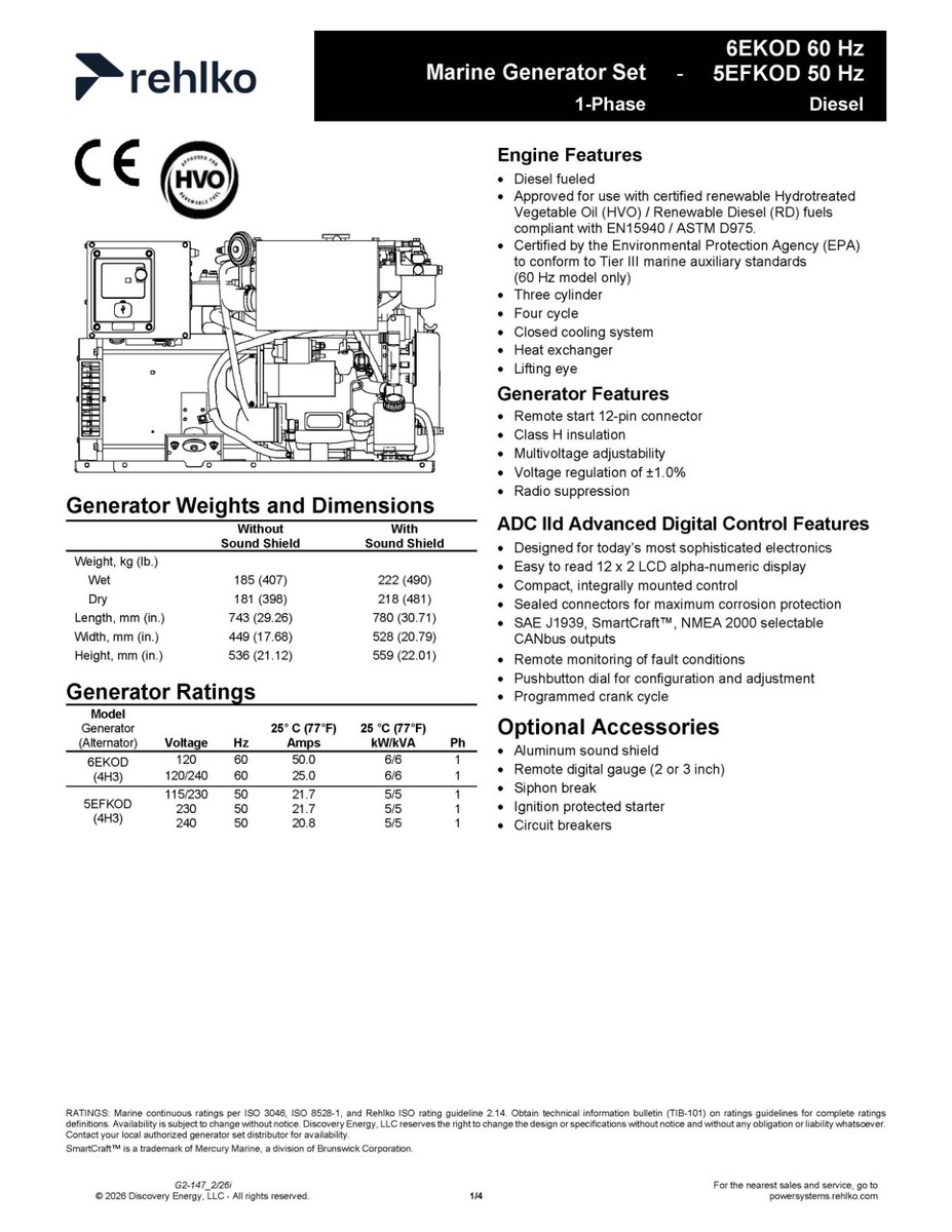 Koo。ページ Kohler 6EKOD 6kw Marine Diesel Generator | eBay