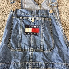 Vintage Tommy Jeans Bib Overalls Mens Large Blue Denim Wide Leg Logo 69 Freak