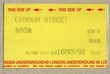 Cannon Street 10 - UTS London Underground ticket - London EC4N - Circle Line etc