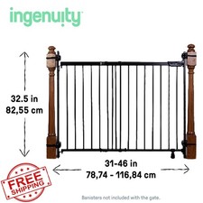 Summer Infant Metal Baby Gate 31-46 Wide Black Banister Wall Mount