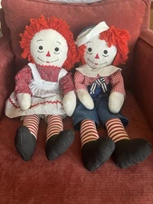Vintage Raggedy Ann and Andy 24” Dolls Unbranded