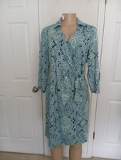 TALBOTS $129 Smooth Stretch Paisley Print  Faux Wrap Dress Size M New with tags