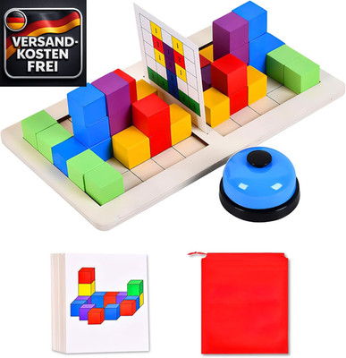 Holzwürfel Puzzle Iq Spiele für Kinder ab 6 Jahren 36-teiliges Holzbox