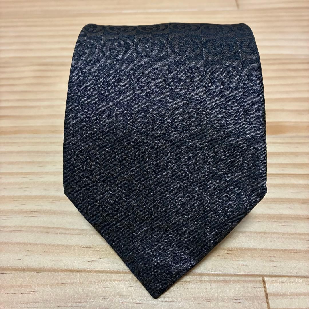 Gucci Silk Necktie GG Pattern Interlocking Italy … - image 1