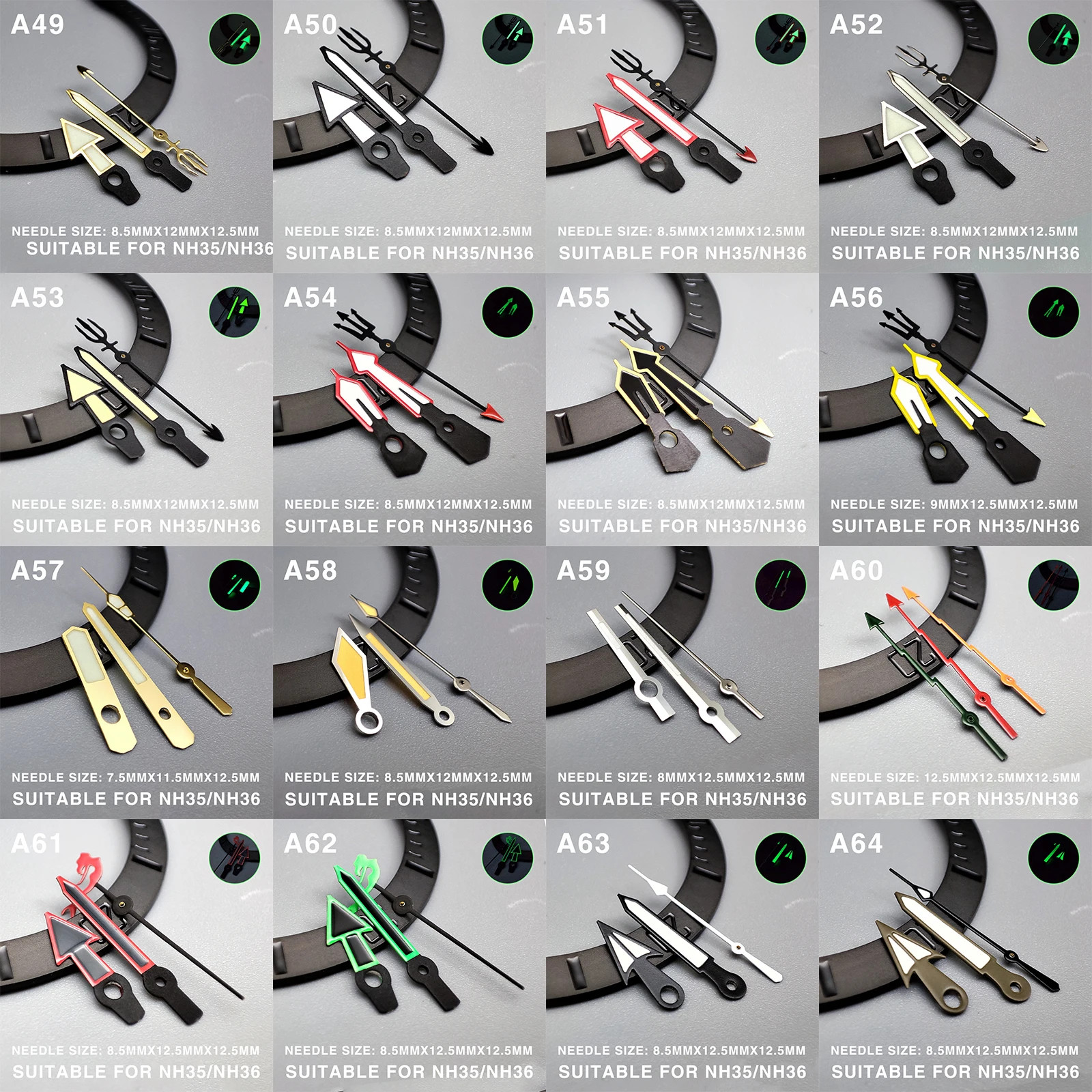 Watch Hands Superbright Green Luminous Pointers Mod Accessory For NH35 NH36