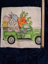 Easter Pillow Covers 18x18 Set of 4 Plus Matching Garden Flag Gnome Truck NIP