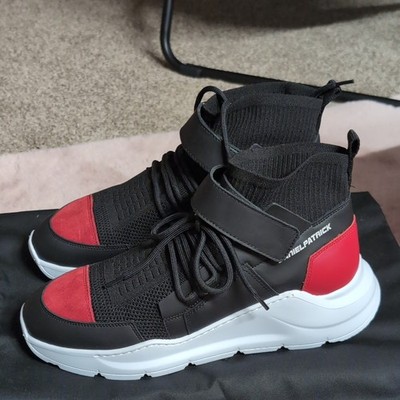 Daniel Patrick Strap Sock Roamer Black/Red/White High Top Lace Up Men's Sneakers