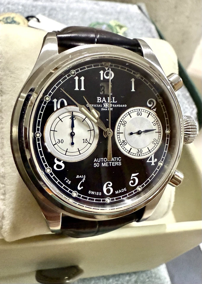 Reloj clásico para hombre Ball Trainmaster Cannonball cronógrafo fecha Foto 3 de 4