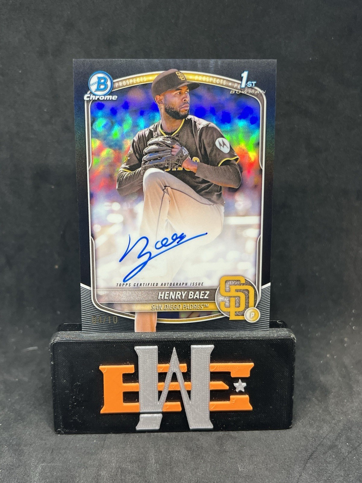 2025 Topps Bowman Chrome Henry Baez RC Black Refractor Auto /10 1st Bowman RARE!