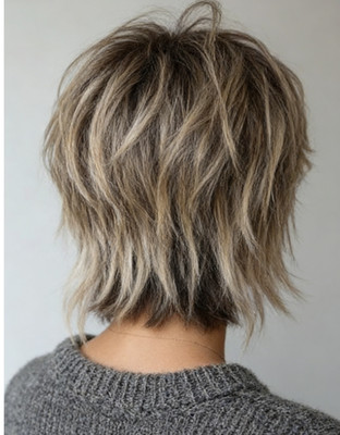Balayage Ash Brown Blonde Highlight Pixie Cut Human Hair Lace Front Wigs 13x4