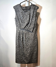 Adrianna Papell Size 6 Gray/Black Textured Jacquard Sheath Ruched Stretch