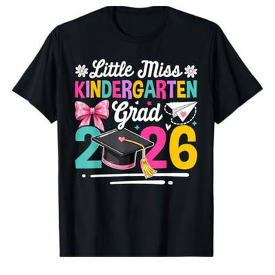 Little Miss Kindergarten Grad 2026 Girls Kids Graduation Sweatshirt T-shirt