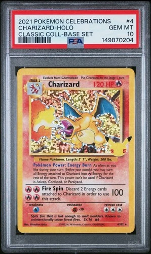 Charizard PSA 10 - 4/102 - 25th Anniversary Classic Col - Celebrations - Pokemon