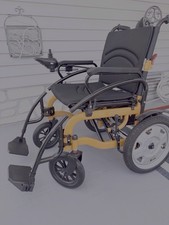 Electric Power Wheelchair w/ Joystick, 4 Wheels, Orange/Black, Adult/Senior