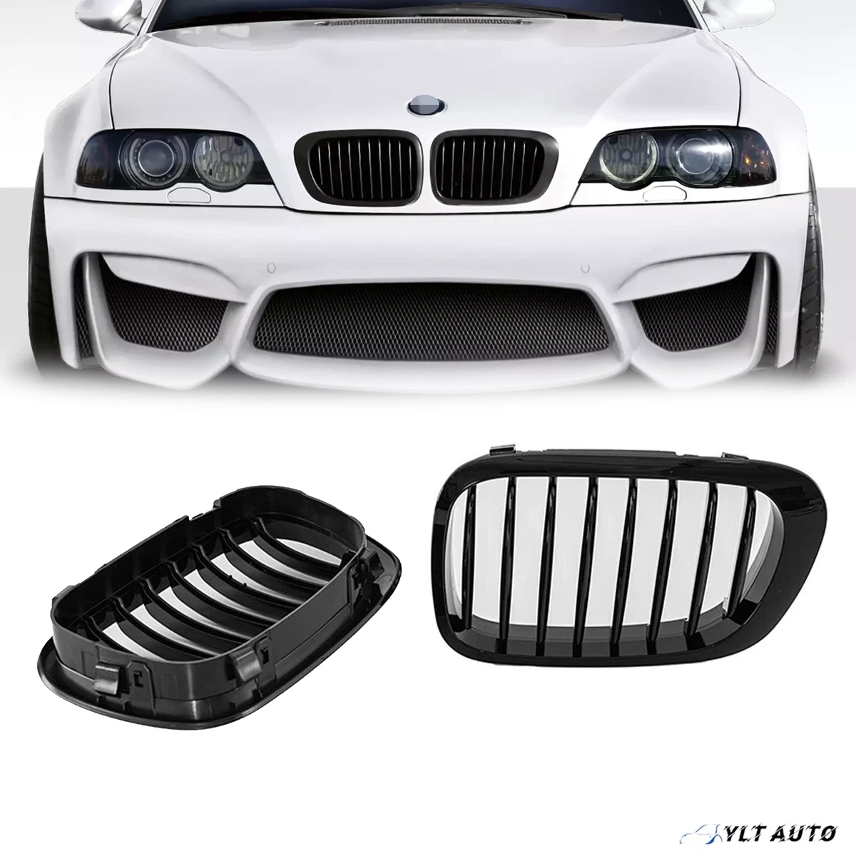 Griglia Di Lusso A Doppio Rene Per Cofano Anteriore  Nero Lucido  A Per Bmw 330ci Coupe Cabriolet~p129699064