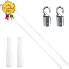 2 Pcs Blind Wand, Vertical Blinds Replacement Parts with Hook and Grip, White Fi