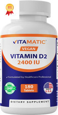 Vitamatic Vitamin D2 60 mcg 2400 IU - Ergocalciferol - 180 Vegetarian...
