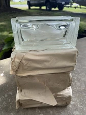 Vintage Architectural Glass Block Brick Wavy 7 3/4 x 3 3/4 X 3
