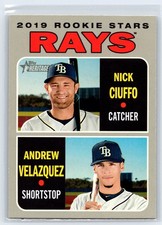 2019 Topps Heritage Nick Ciuffo Andrew Velazquez Rookie Tampa Bay Rays RC #381