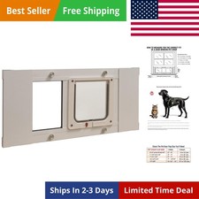 Aluminum Sash Window Pet Door, Adjustable Width 23" to 28", Cat Flap, 6.25" x...