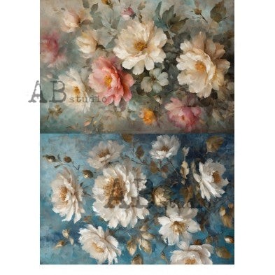 White Floral #5388 | A4 Rice Paper | Paper for Decoupage | AB Studios